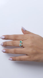 Load and play video in Gallery viewer, Heart and Pear Emerald Diamond Ring
