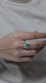 Load and play video in Gallery viewer, Natural Emerald &amp; Fancy Diamond Bypass Ring
