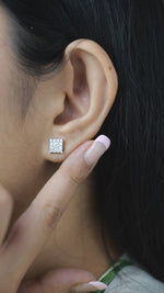 Load and play video in Gallery viewer, Square Diamond Studs
