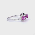 Load and play video in Gallery viewer, Three Stone Pink Sapphire Diamond Ring
