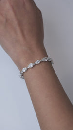 Load and play video in Gallery viewer, Solitaire Fancy Natural Diamond Tennis  Bracelet: 14k Solid Gold Wedding Stacking Bracelet, HRD Certified, Ready To Ship
