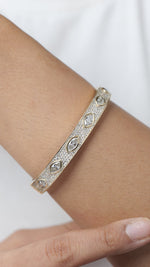 Load and play video in Gallery viewer, Marquise Diamond Bangle Bracelet: 14K Solid Gold Pave Statement Jewellery, Certified Jewelry
