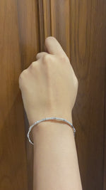 Load and play video in Gallery viewer, Diamond Bracelet In 18k Solid Gold, Bamboo Design Bracelet With Natural Diamonds, Ready To Ship, Women&#39;s Day Gift
