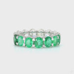 Load and play video in Gallery viewer, Oval Emerald Diamond Eternity Band Ring
