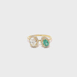 Load and play video in Gallery viewer, Emerald and Diamond Two Stone Ring
