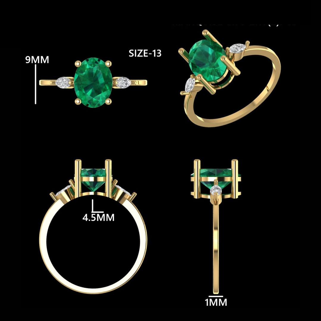Oval Emerald Diamond Ring